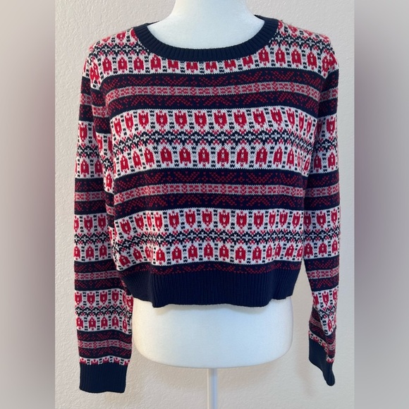 Bongo Blue and Red Cropped Sweater Size XL NWOT - Picture 1 of 9